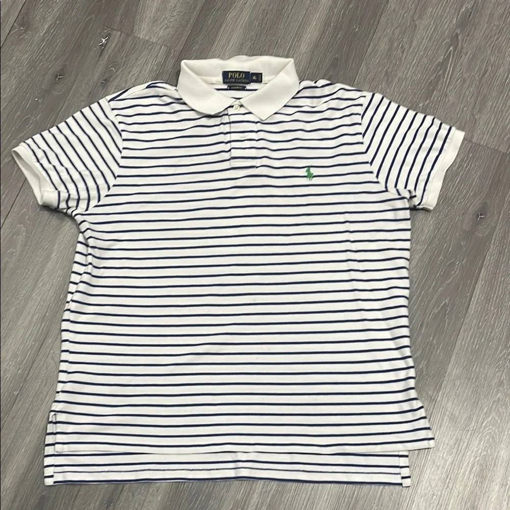 Polo by Ralph Lauren Classic White and Blue Polo Shirt size XL